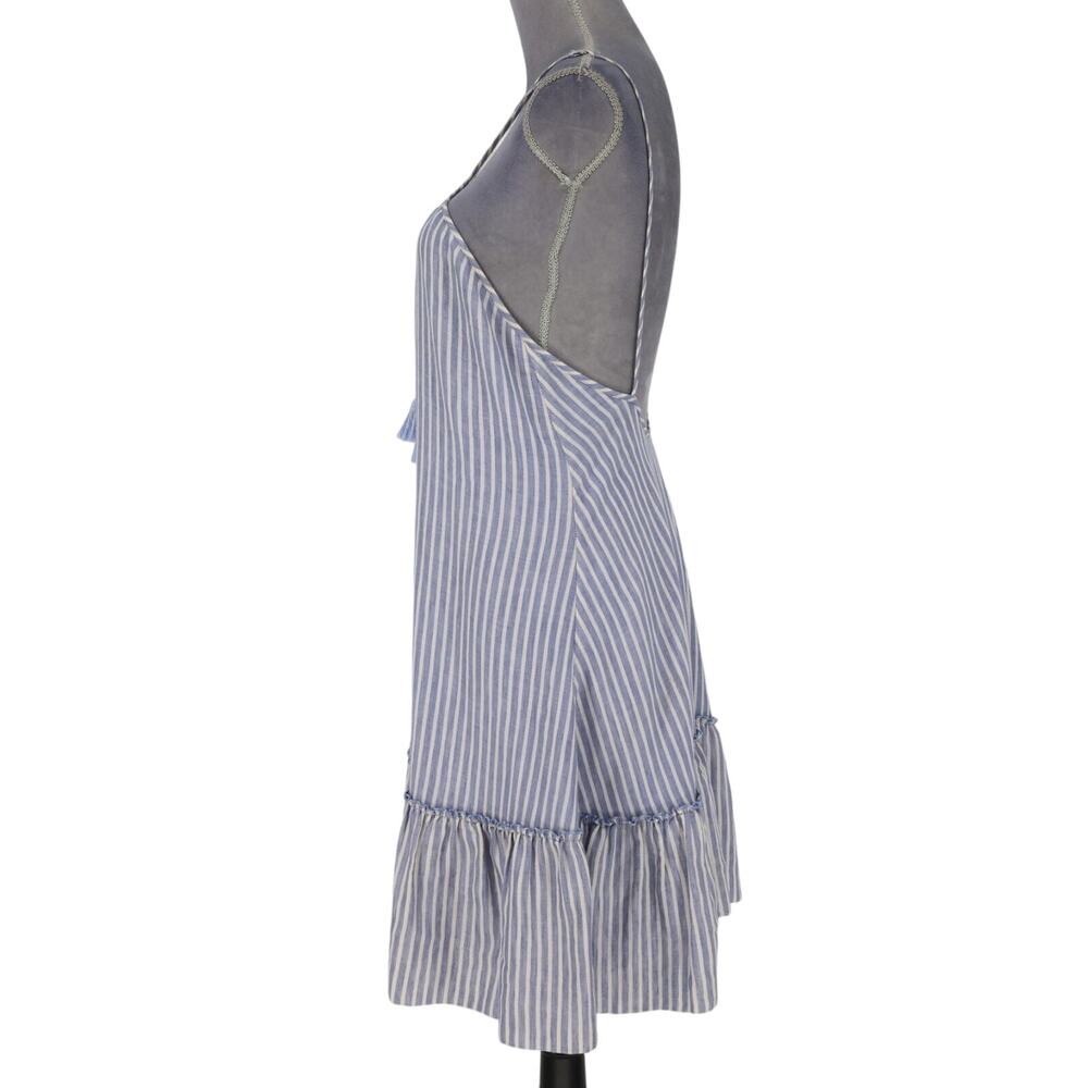 TJD The Jetset Diaries Dress Womens XS Blue White Cotton Linen Blend Lined Mini - Picture 11 of 12